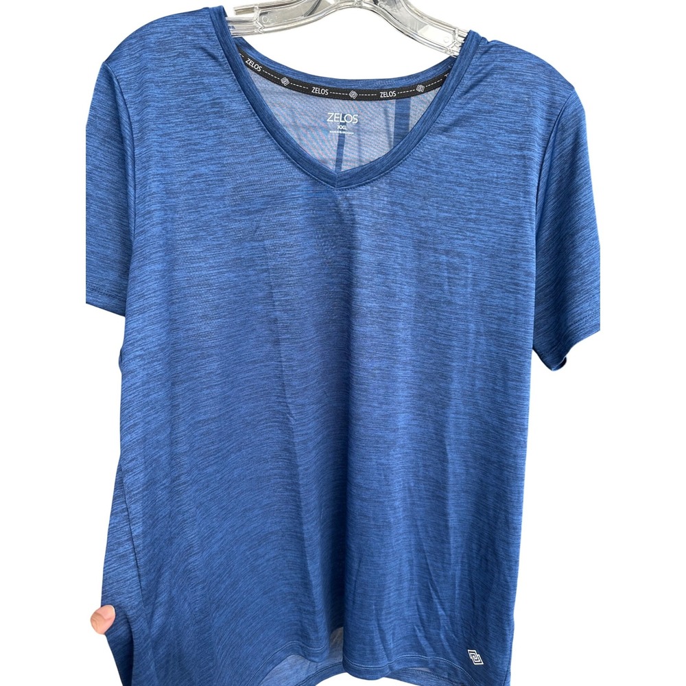 ZELOS Men's Royal Navy Blue V Neck Short Sleeve Performance T Shirt Size XXL‎